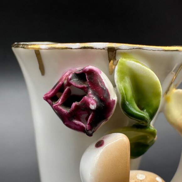 Vintage Baby Deer Vase Derpy Kitsch Japan Ceramic Rose Cottage Mid Century Mini - Picture 9 of 10